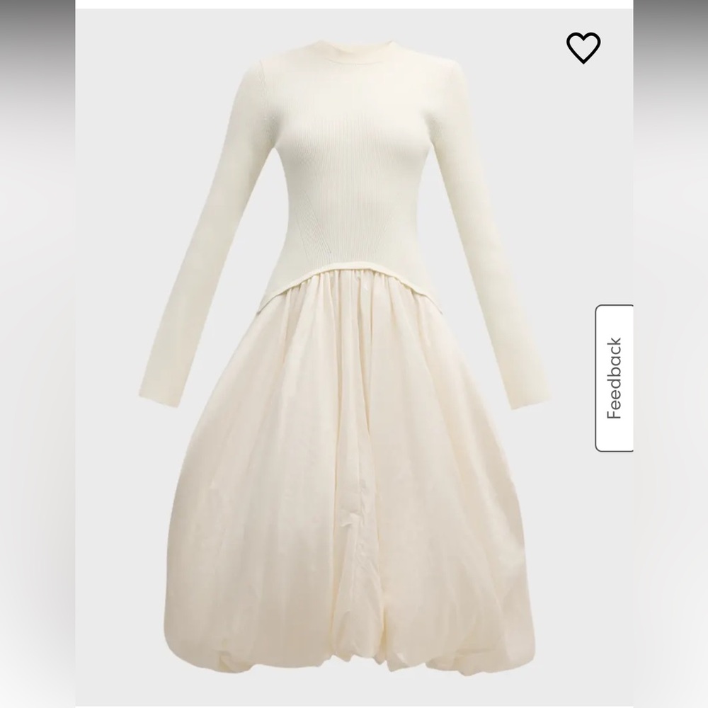 SIMKHAI Kenlie Mixed Media Ivory/White Bubble Sweater Dress